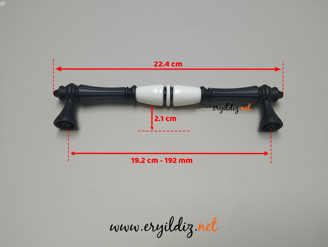 Tomurcuk 2115-85 Yivli Siyah Porselen Mobilya Kulp 192 mm Eryıldız Hırdavat