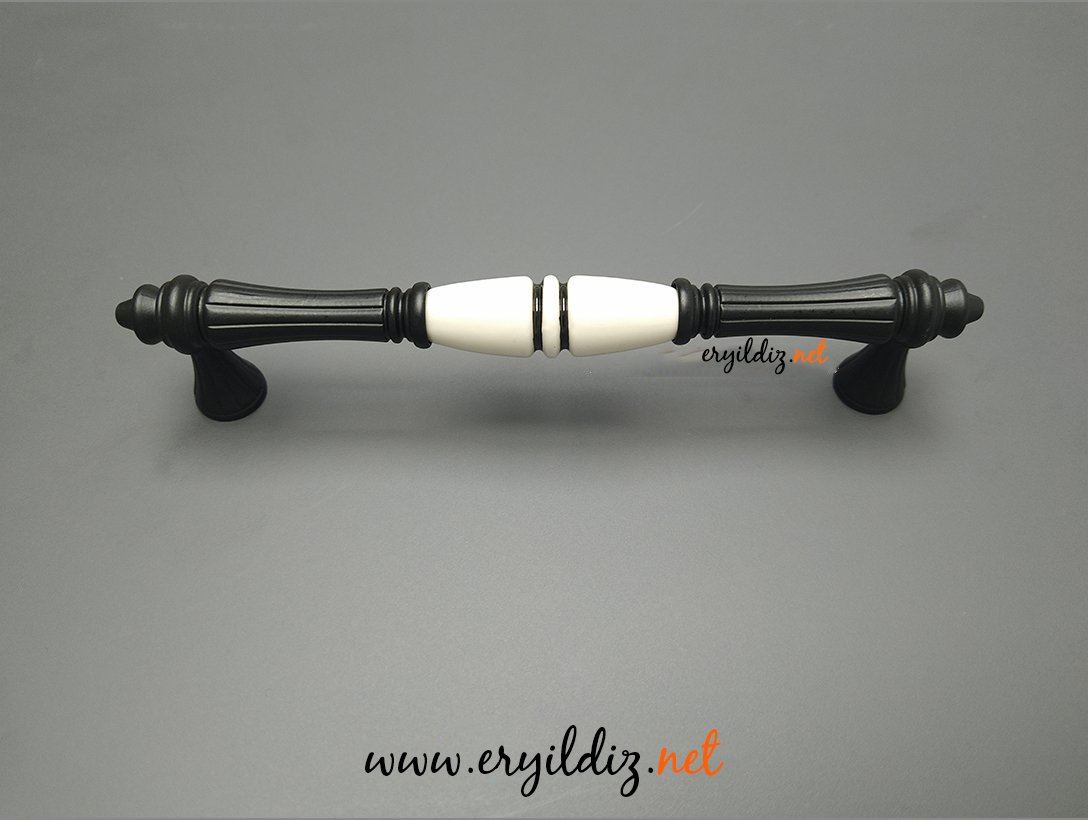 Tomurcuk 2115-85 Yivli Siyah Porselen Mobilya Kulp  Eryıldız Hırdavat 