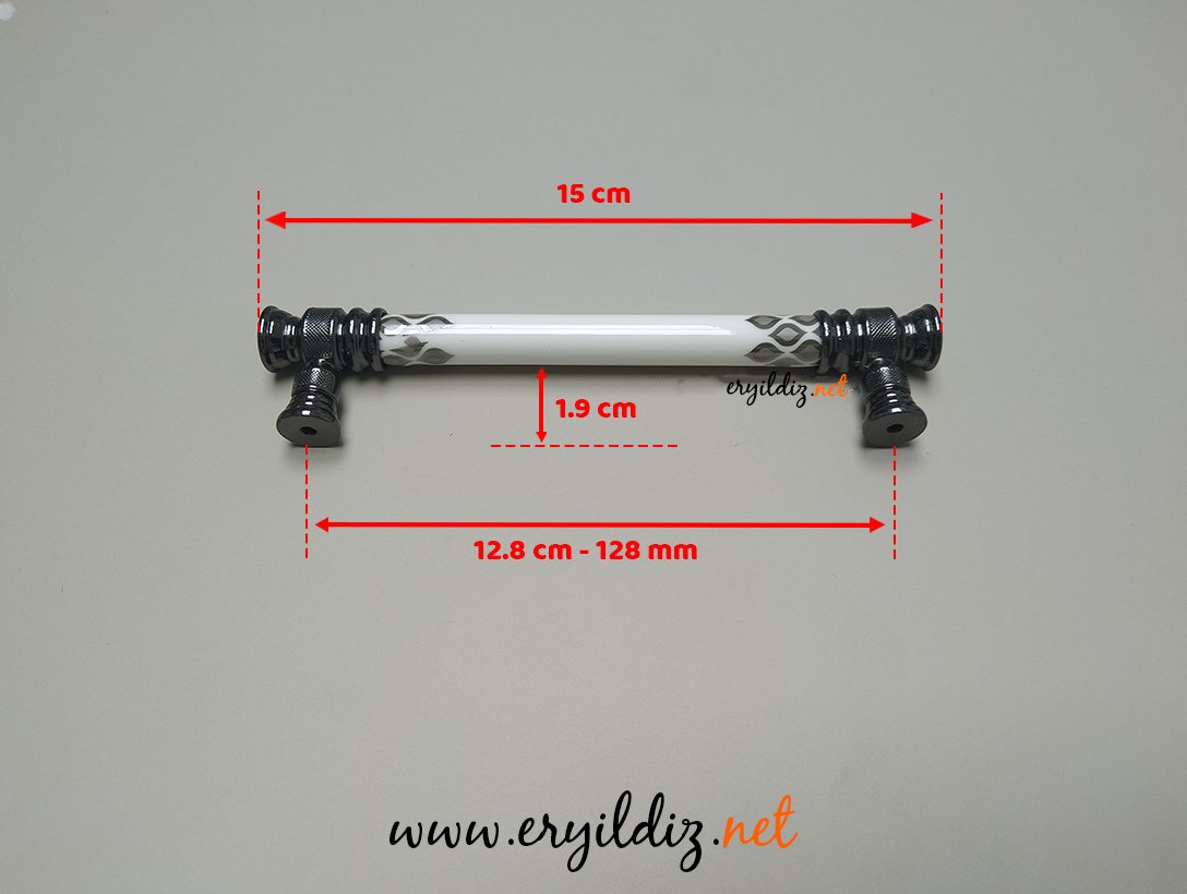 Tomurcuk 2116-70 Füme Porselen Mobilya Kulp 128 mm Eryıldız Hırdavat 