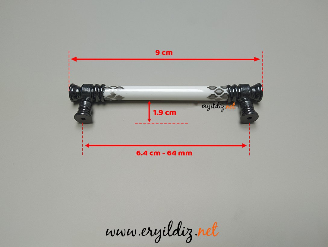 Tomurcuk 2116-70 Füme Porselen Mobilya Kulp 64 mm Eryıldız Hırdavat