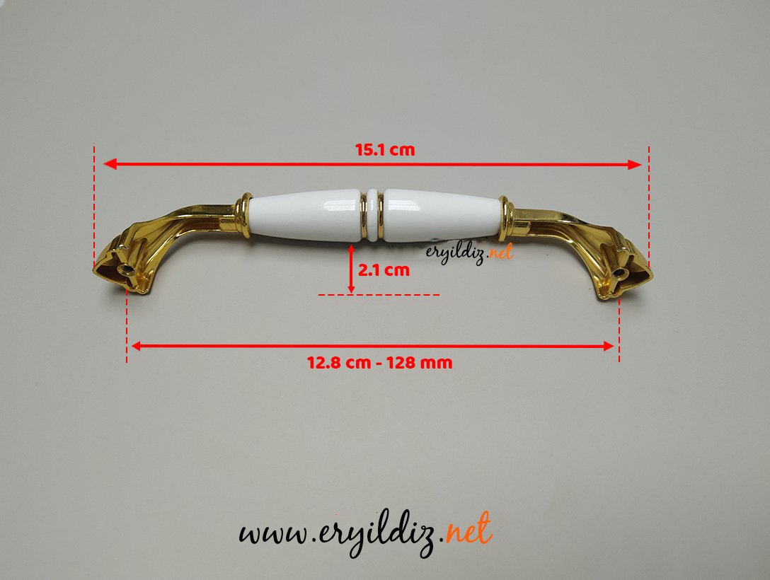 Tomurcuk 2133-60 Yivli Altın Porselen Mobilya Kulp 128 mm Eryıldız Hırdavat 