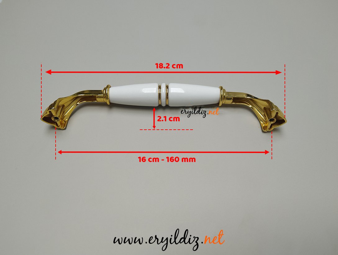Tomurcuk 2133-60 Yivli Altın Porselen Mobilya Kulp 160 mm Eryıldız Hırdavat 