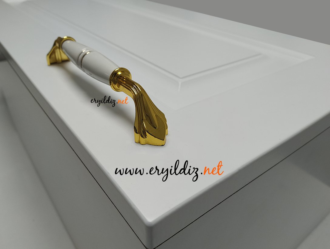 Tomurcuk 2133-60 Yivli Altın Porselen Mobilya Kulp  Eryıldız Hırdavat 