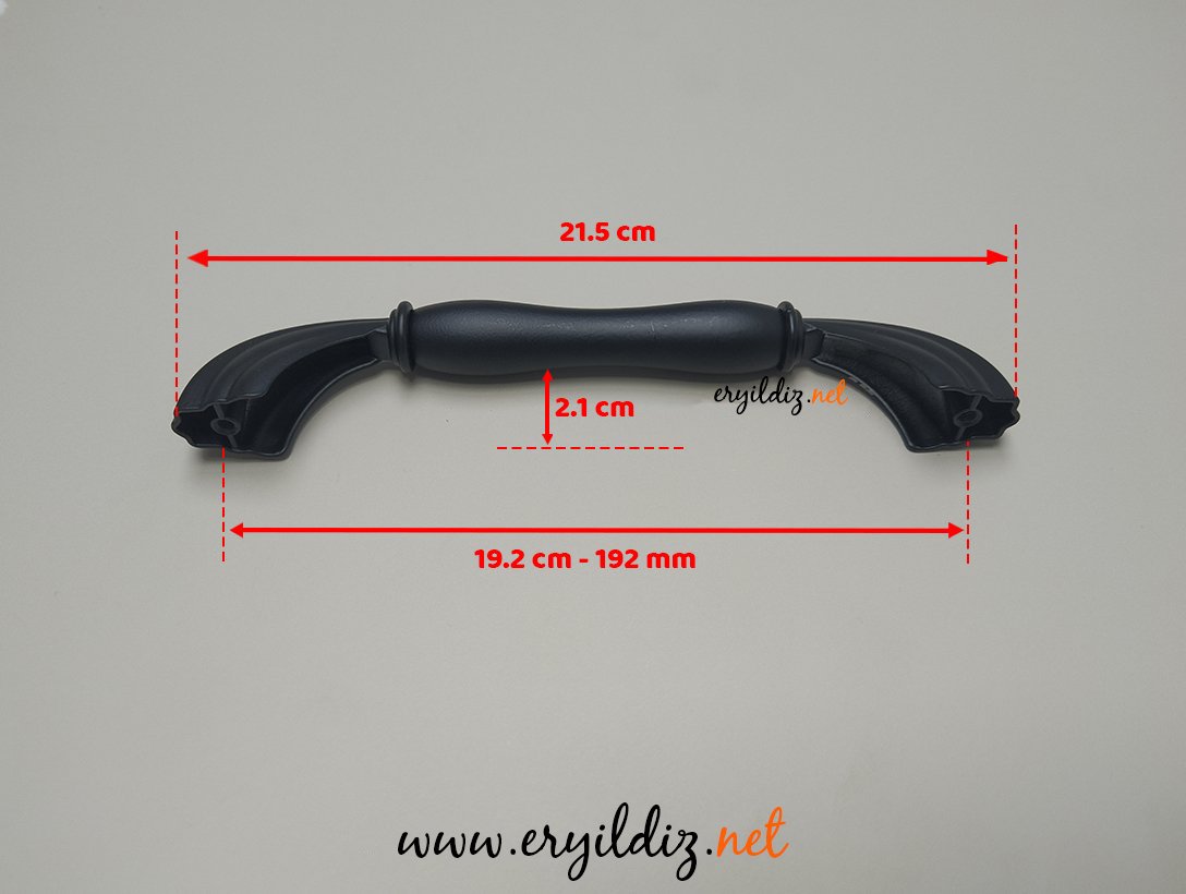Tomurcuk 2135-85 Porselen Mobilya Kulp mat siyah 192 mm Eryıldız Hırdavat