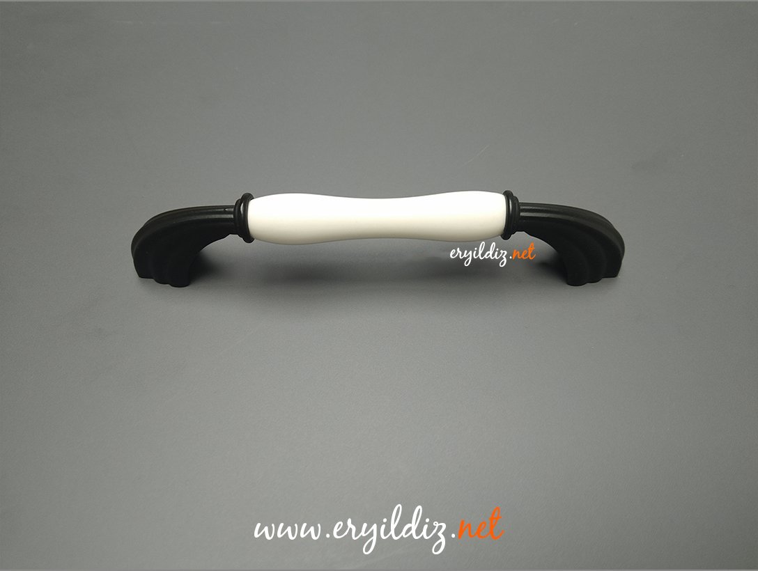 Tomurcuk 2135-85 Porselen Mobilya Kulp Siyah Beyaz  Eryıldız Hırdavat