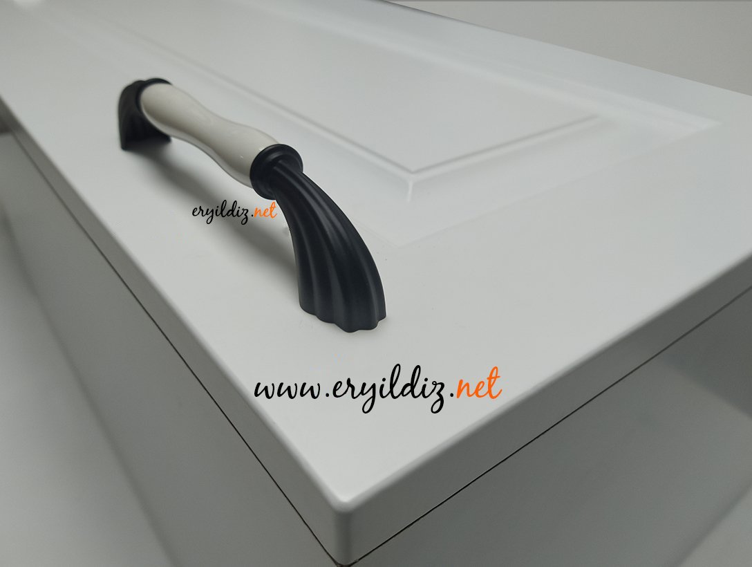 Tomurcuk 2135-85 Porselen Mobilya Kulp Siyah Beyaz Eryıldız Hırdavat