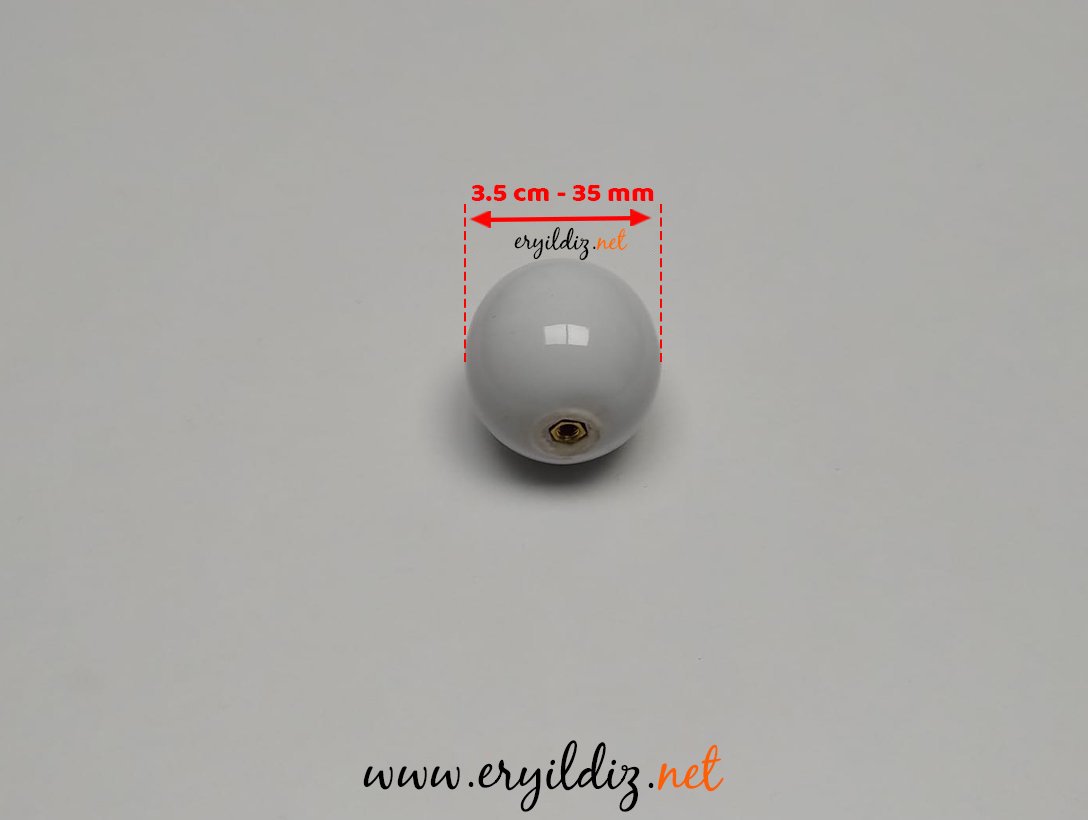 Tomurcuk Porselen Büyük Yuvarlak Mobilya Düğme Kulp Beyaz Eryıldız Hırdavat