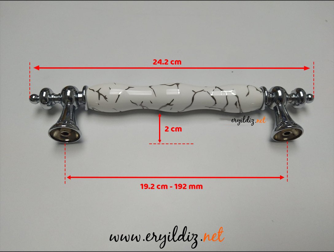 Tomurcuk 1670-10 Platin Porselen Mobilya Kulp 192 mm Eryıldız Hırdavat