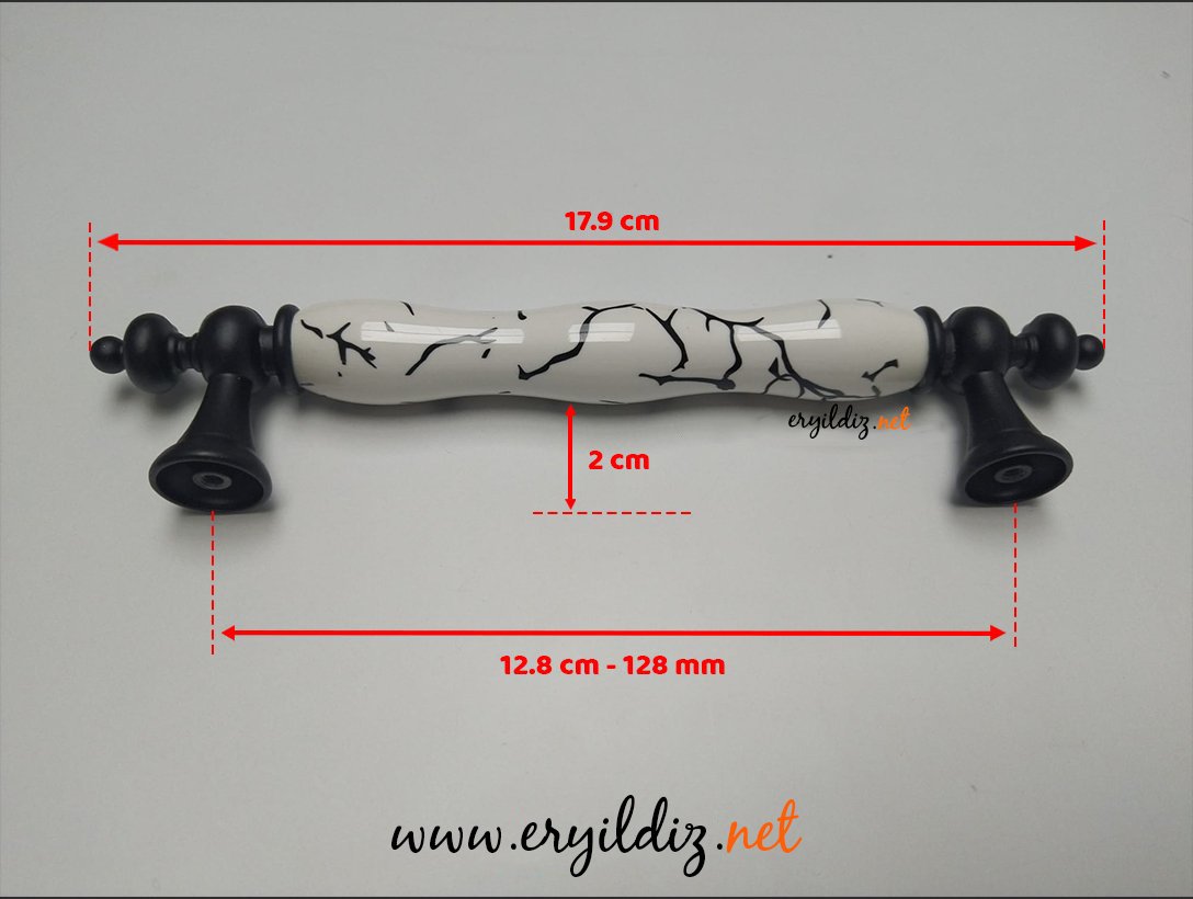 Tomurcuk 1670-85 Siyah Porselen Mobilya Kulp 128 mm Eryıldız Hırdavat 