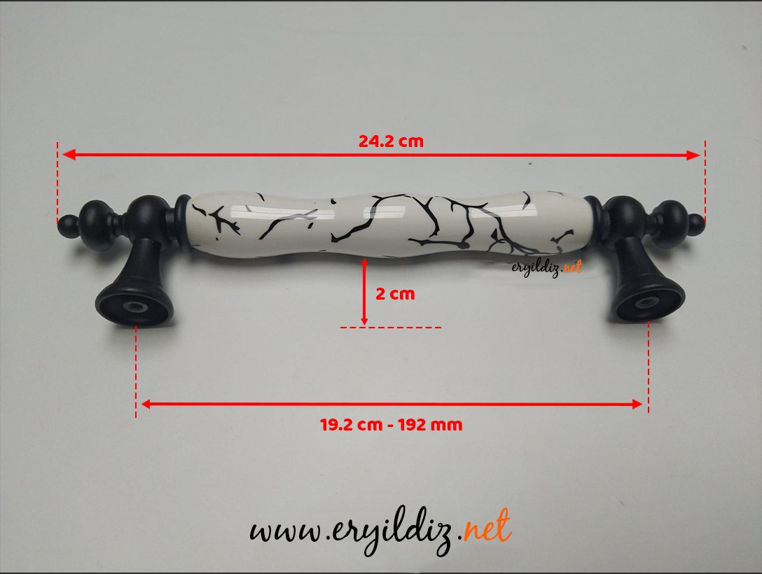 Tomurcuk 1670-85 Siyah Porselen Mobilya Kulp 192 mm Eryıldız Hırdavat 