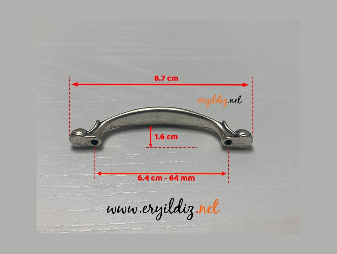 Umut 140 Mobilya Kulp 64 mm Antik Gümüş Eryıldız Hırdavat 