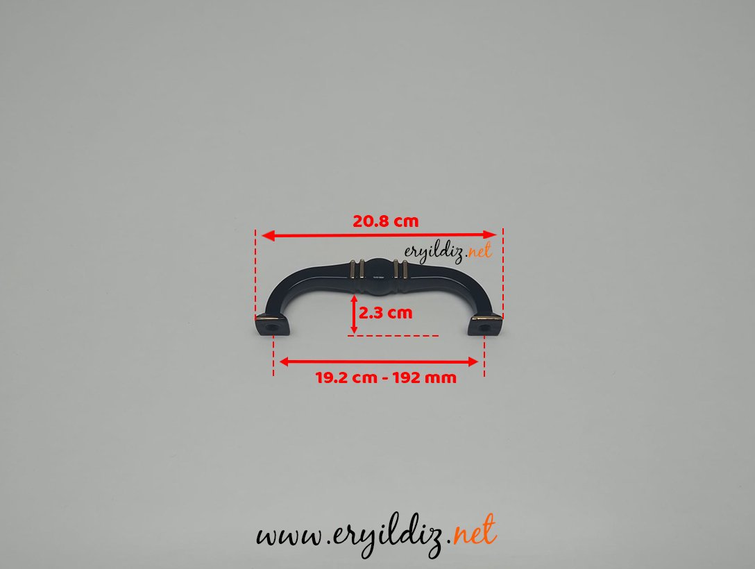 Ventus 1039 Yaldızlı Mobilya Kulp Parlak Siyah - Sarı - 192 mm Eryıldız Hırdavat