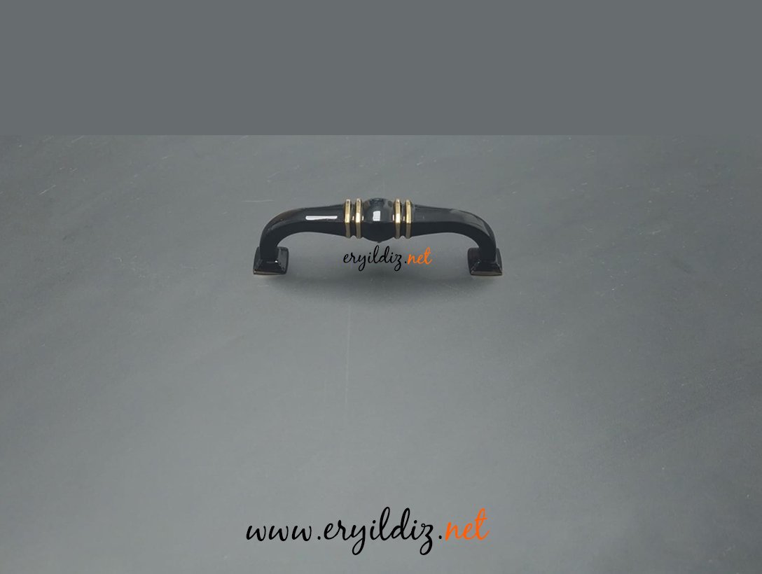 Ventus 1039 Yaldızlı Mobilya Kulp Parlak Siyah - Sarı Eryıldız Hırdavat