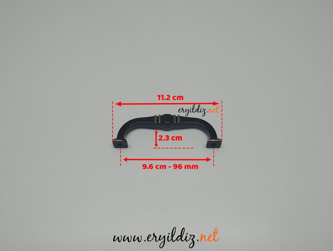 Ventus 1039 Yaldızlı Mobilya Kulp Parlak Siyah - Sarı - 96 mm Eryıldız Hırdavat