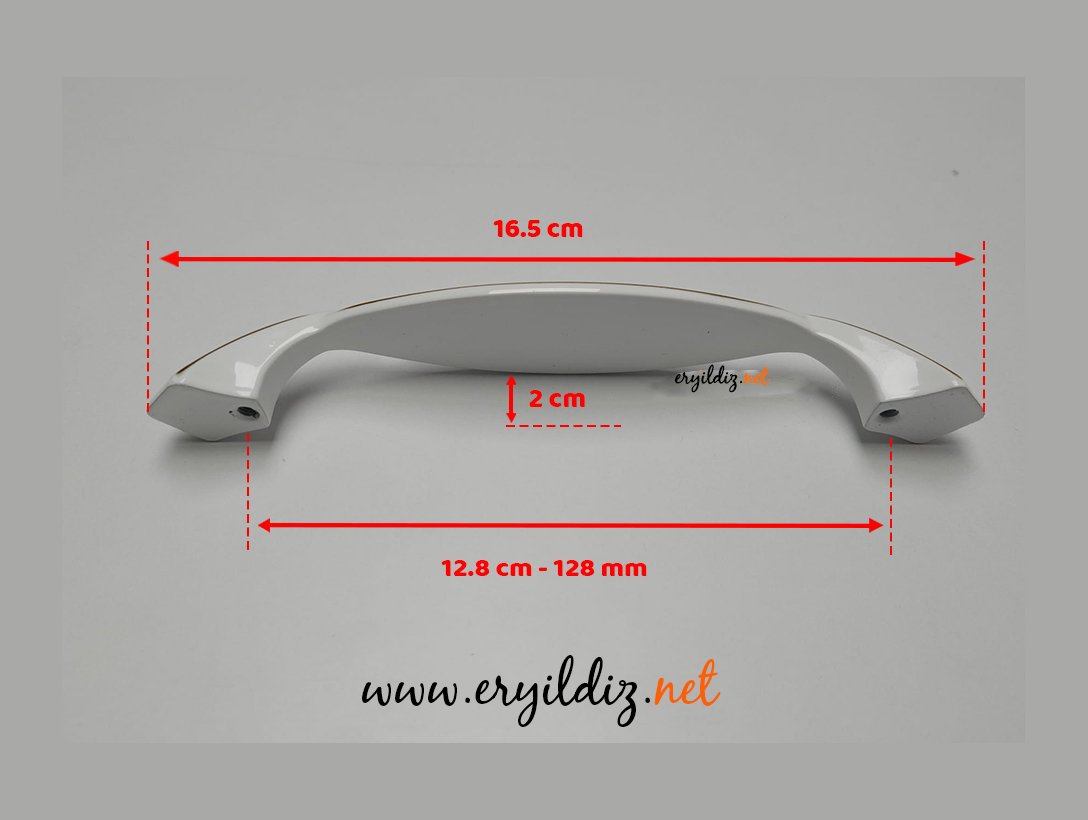 Ventus 2032 Yaldızlı Porselen Mobilya Kulp Beyaz - Sarı - 128 mm Eryıldız Hırdavat