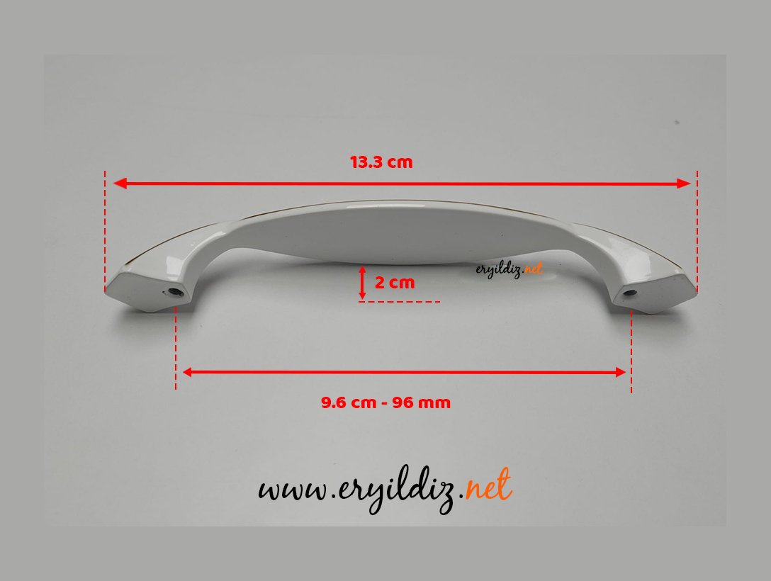 Ventus 2032 Yaldızlı Porselen Mobilya Kulp Beyaz - Sarı - 96 mm Eryıldız Hırdavat