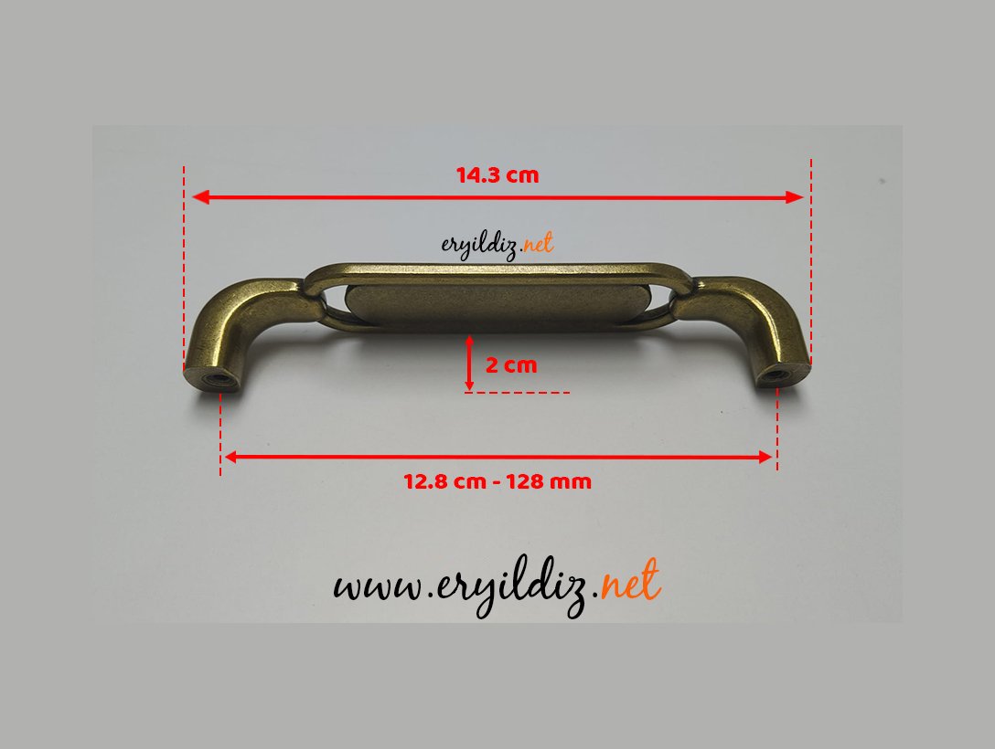 Ventus 2033 Yaldızlı Porselen Mobilya Kulp Antik Sarı - 128mm Eryıldız Hırdavat 