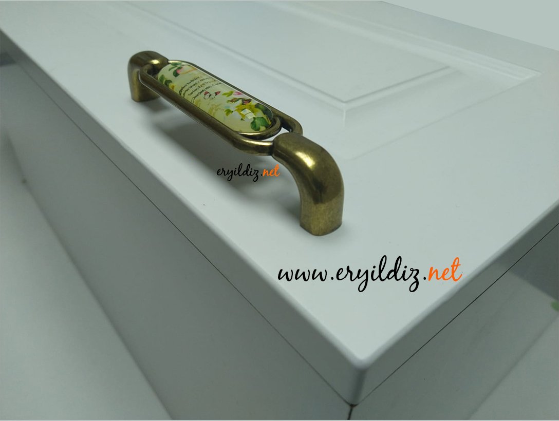 Ventus 2033 Yaldızlı Porselen Mobilya Kulp Antik Sarı Eryıldız Hırdavat 