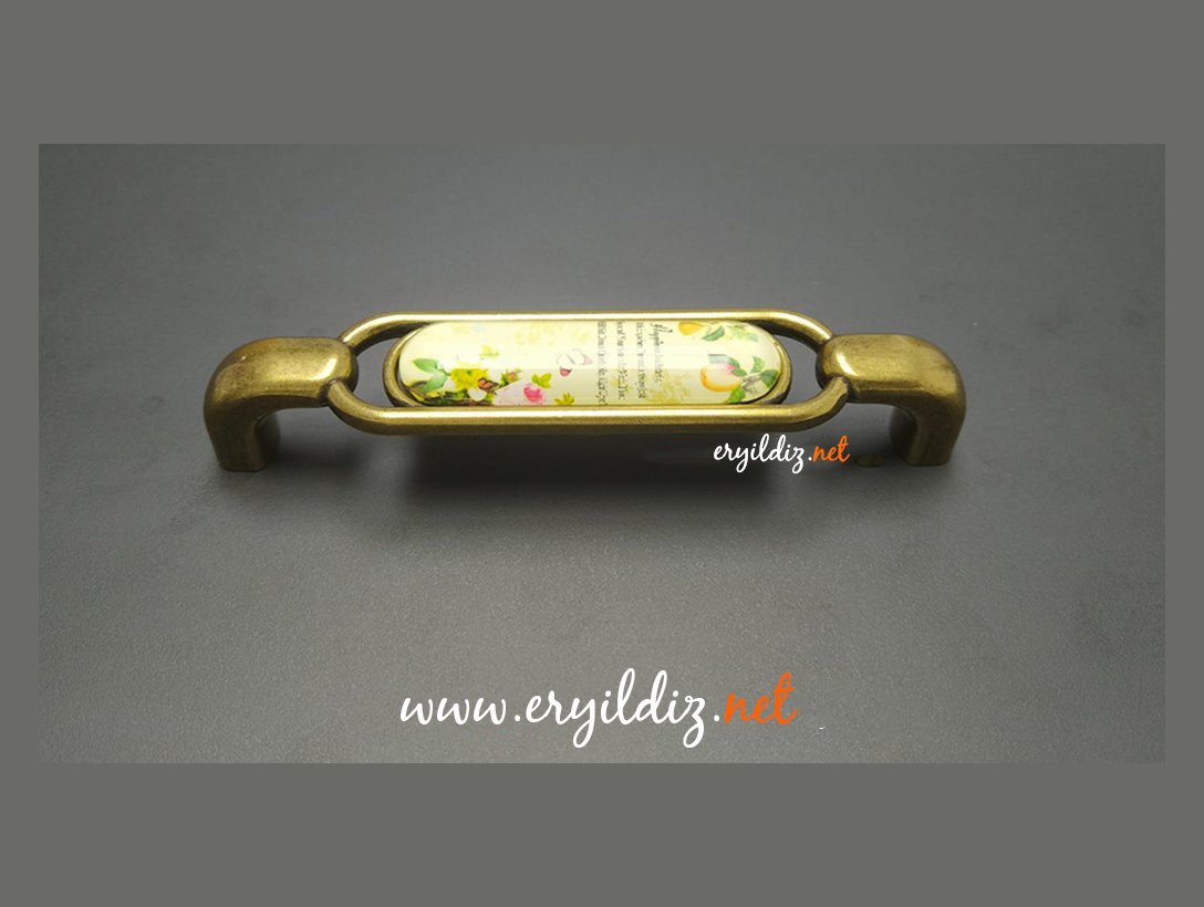 Ventus 2033 Yaldızlı Porselen Mobilya Kulp Antik Sarı  Eryıldız Hırdavat 