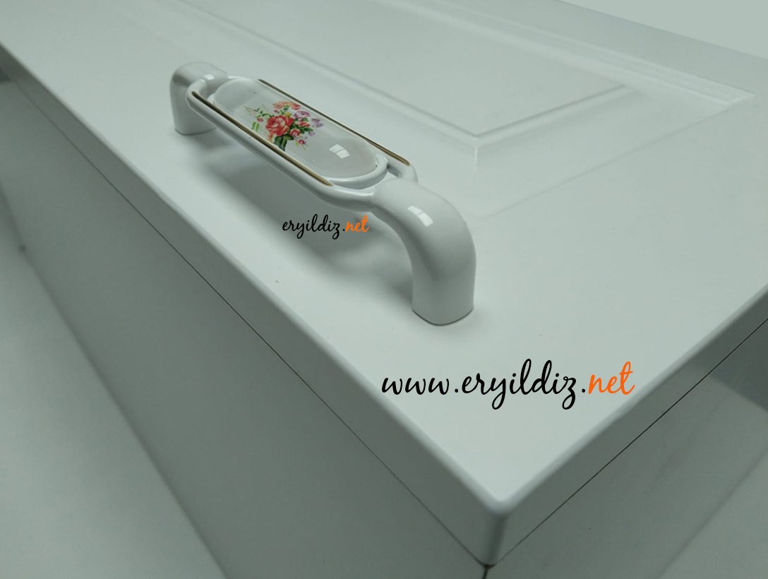 Ventus 2033 Yaldızlı Porselen Mobilya Kulp Beyaz Sarı Eryıldız Hırdavat