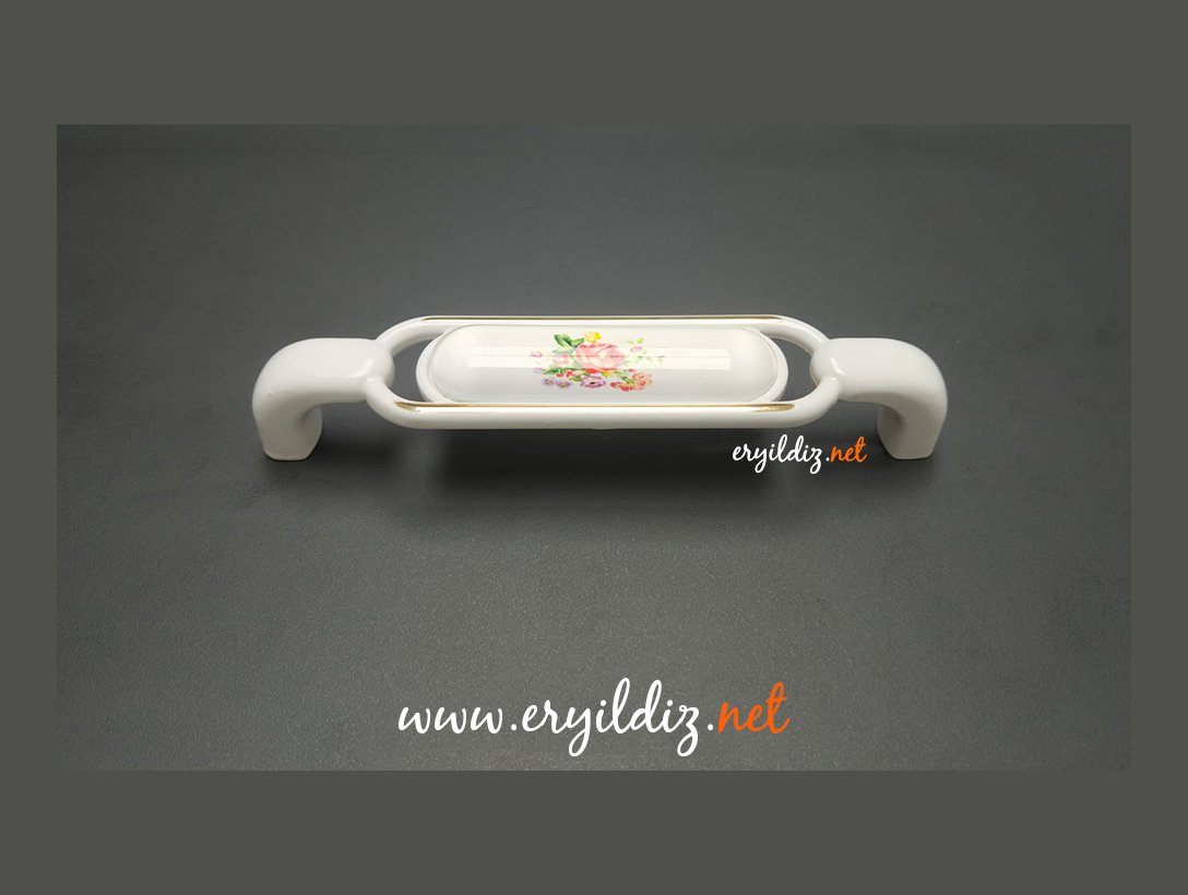 Ventus 2033 Yaldızlı Porselen Mobilya Kulp Beyaz Sarı Eryıldız Hırdavat