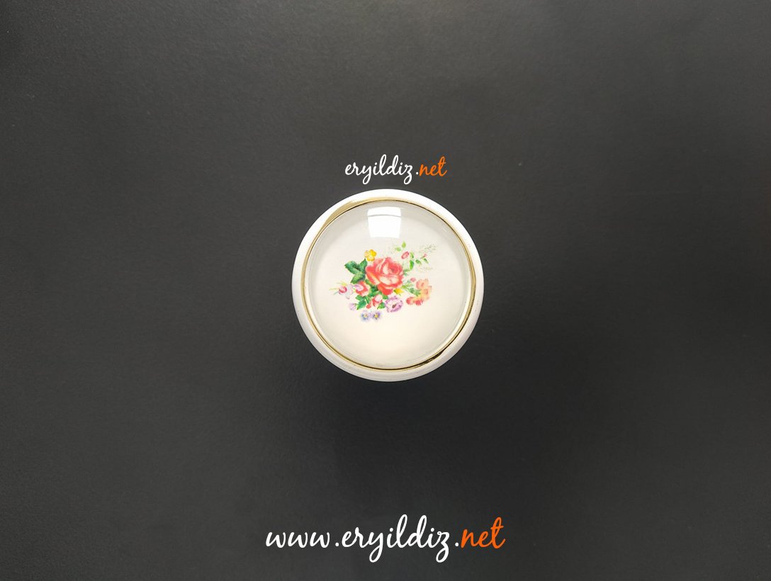 Ventus 2036 Yaldızlı Mobilya Kulp Gri Beyaz - Düğme Eryıldız Hırdavat