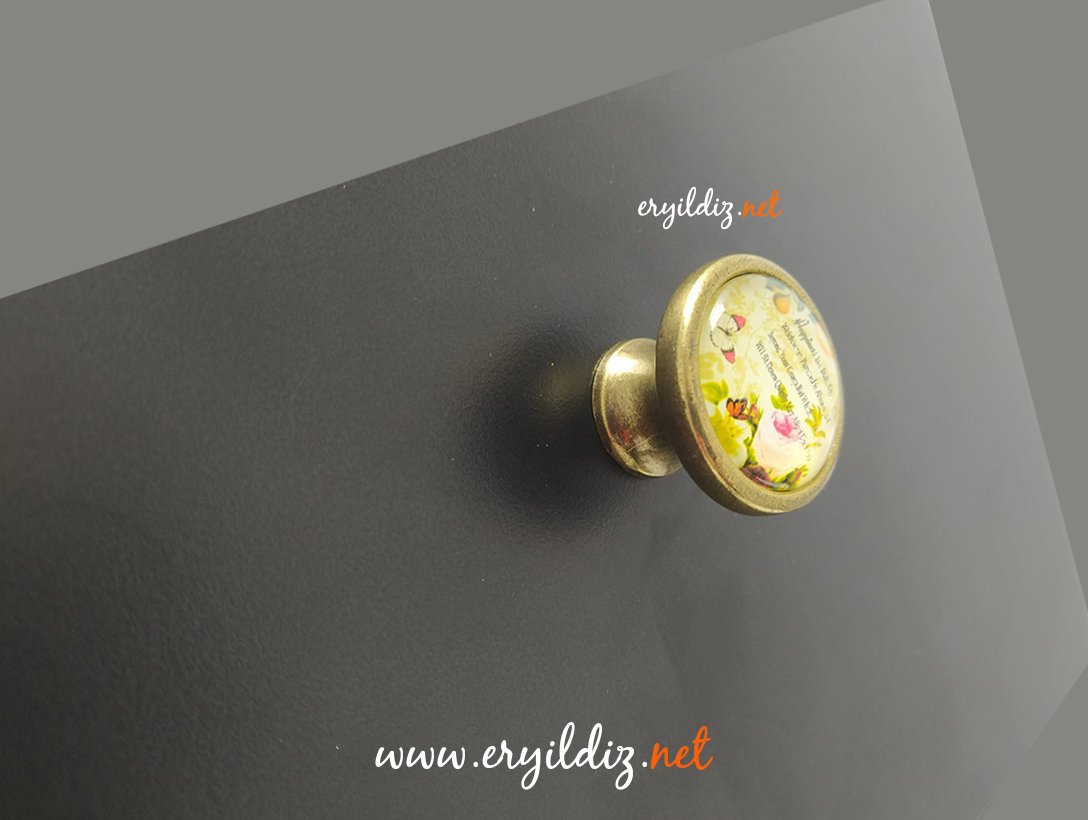 Ventus 2036 Yaldızlı Mobilya Kulp Antik Sarı - Düğme Eryıldız Hırdavat