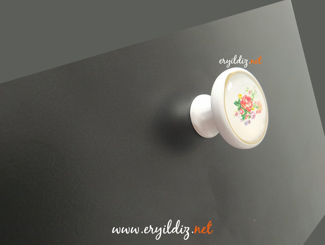 Ventus 2036 Yaldızlı Mobilya Kulp Gri Beyaz - Düğme Eryıldız Hırdavat