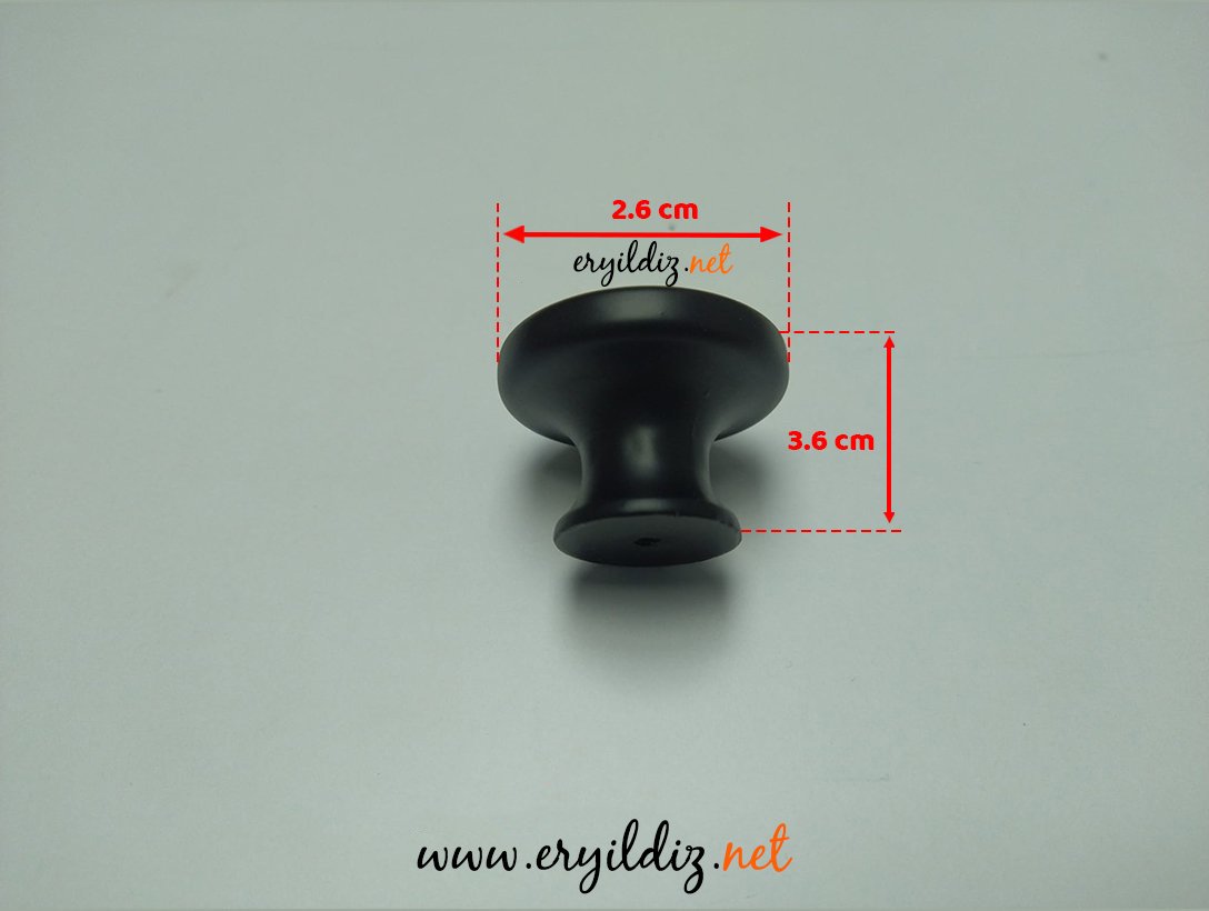 Ventus 2036 Yaldızlı Mobilya Kulp Mat Siyah - Düğme Eryıldız Hırdavat 