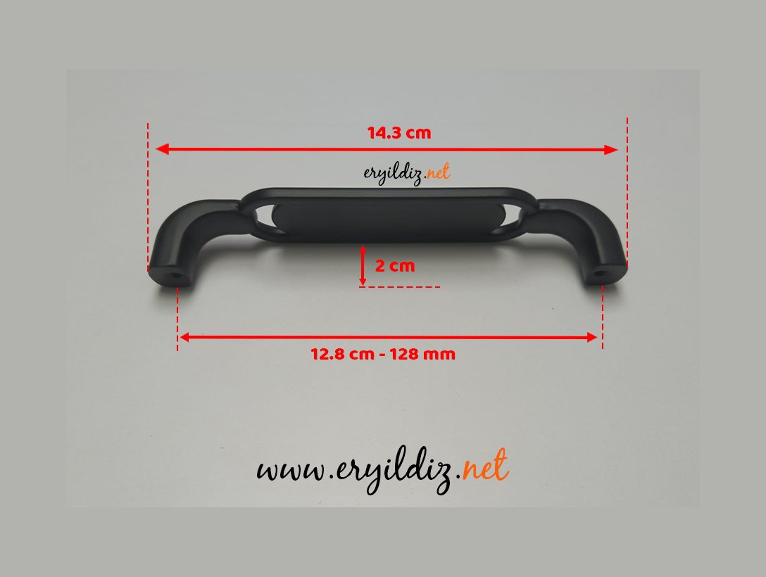 Ventus 2033 Yaldızlı Porselen Mobilya Kulp Mat Siyah - 128 mm Eryıldız Hırdavat