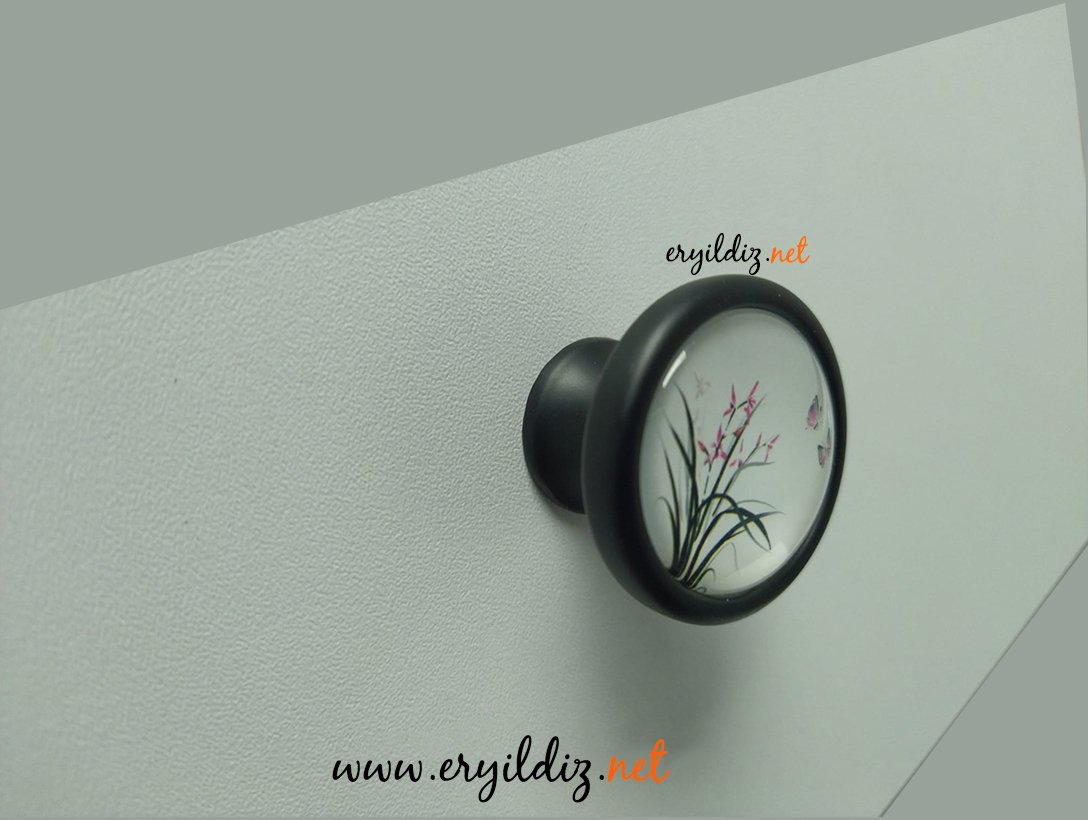 Ventus 2036 Yaldızlı Mobilya Kulp Mat Siyah - Düğme Eryıldız Hırdavat 