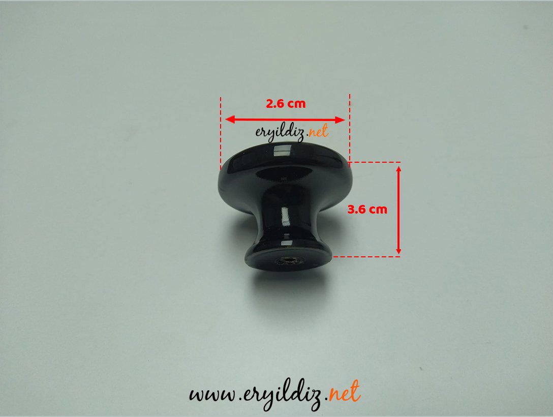 Ventus 2036 Yaldızlı Mobilya Kulp Parlak Siyah Sarı - Düğme Eryıldız Hırdavat 