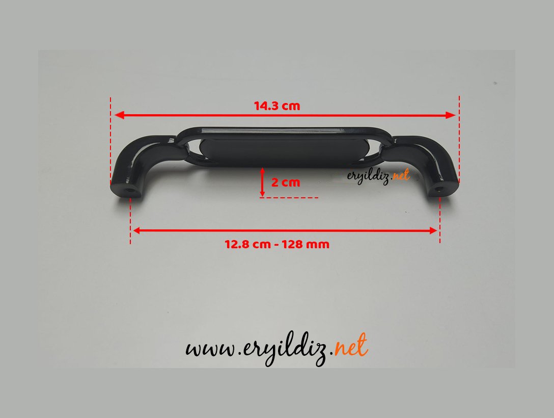 Ventus 2033 Yaldızlı Porselen Mobilya Kulp Parlak Siyah Sarı - 128 mm Eryıldız Hırdavat 