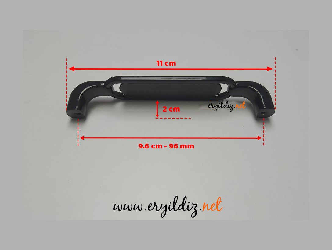 Ventus 2033 Yaldızlı Porselen Mobilya Kulp Parlak Siyah Sarı - 96 mm Eryıldız Hırdavat 