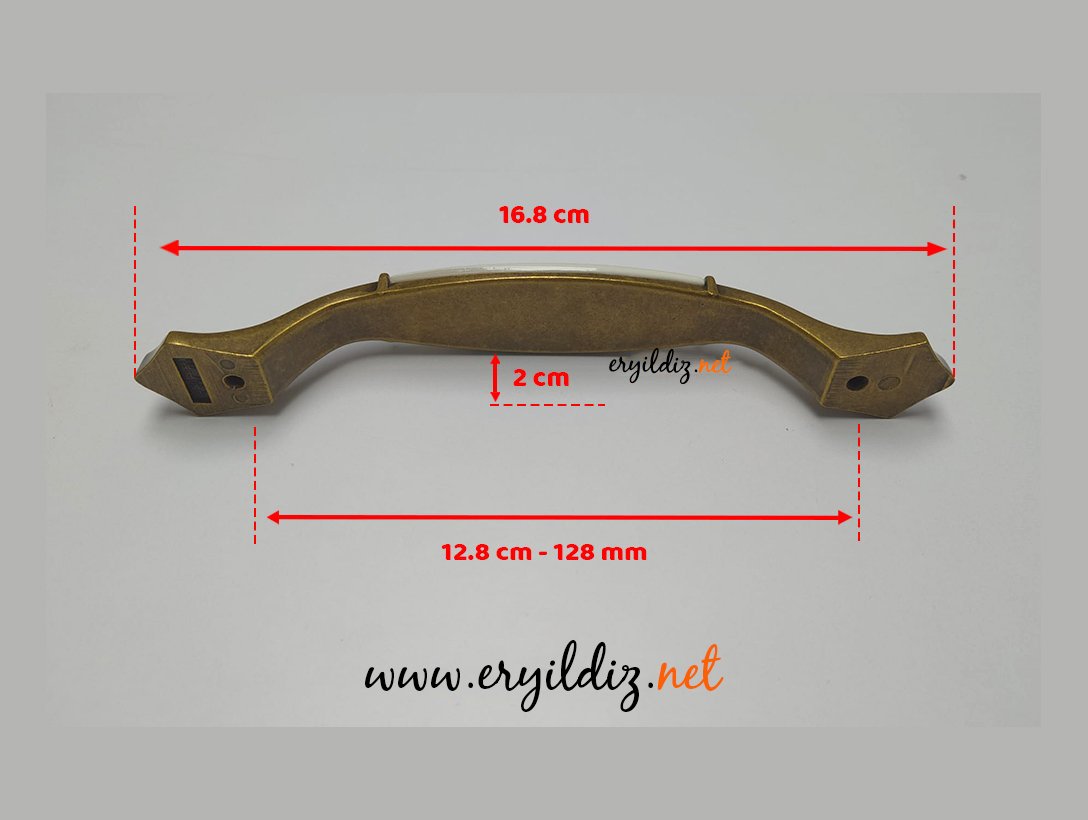 Ventus 2037 Yaldızlı Porselen Mobilya Kulp Antik Sarı 128 mm Eryıldız Hırdavat
