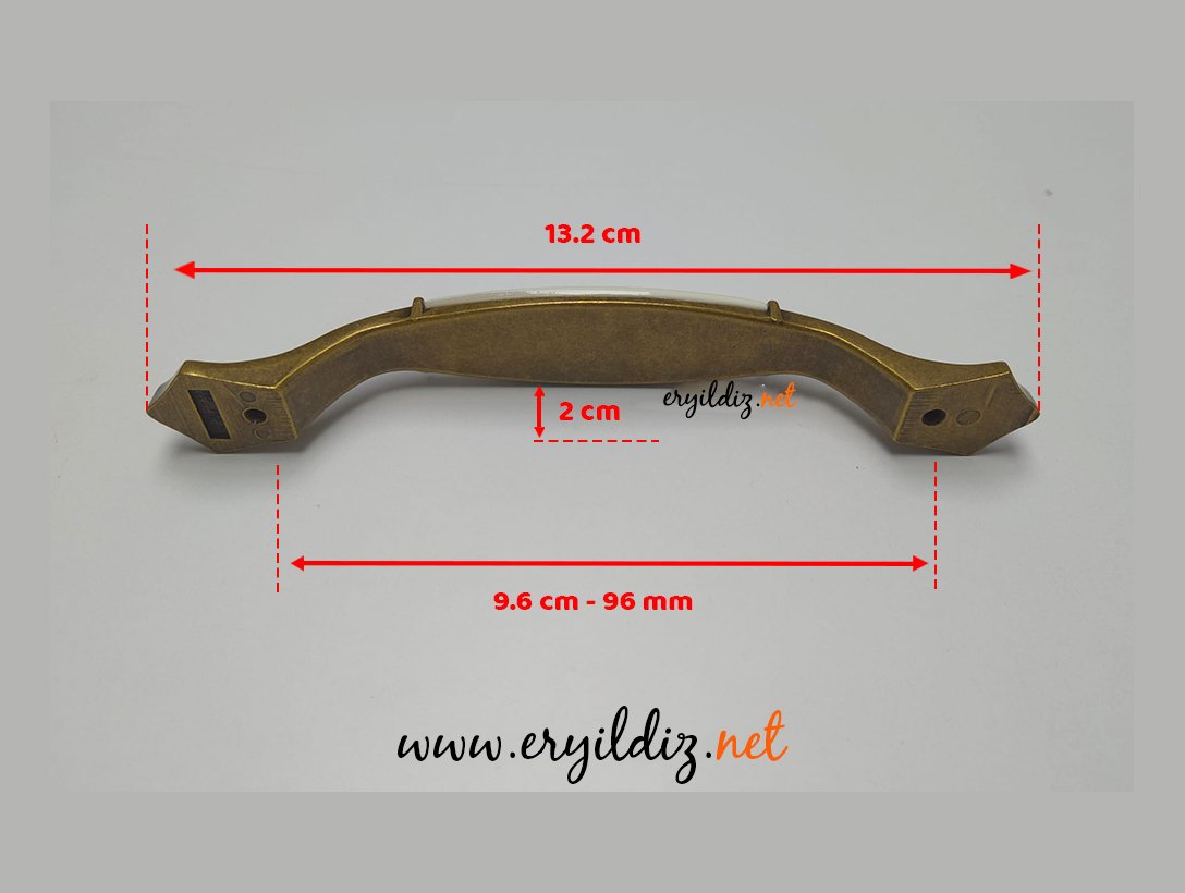 Ventus 2037 Yaldızlı Porselen Mobilya Kulp Antik Sarı 96 mm Eryıldız Hırdavat 