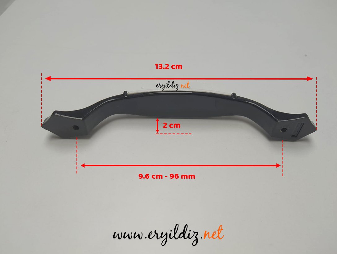 Ventus 2037 Yaldızlı Porselen Mobilya Kulp Parlak Siyah Sarı - 96 mm Eryıldız Hırdavat