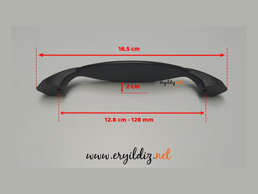 Ventus 2032 Yaldızlı Porselen Mobilya Kulp Parlak Siyah - Sarı - 128 mm Eryıldız Hırdavat