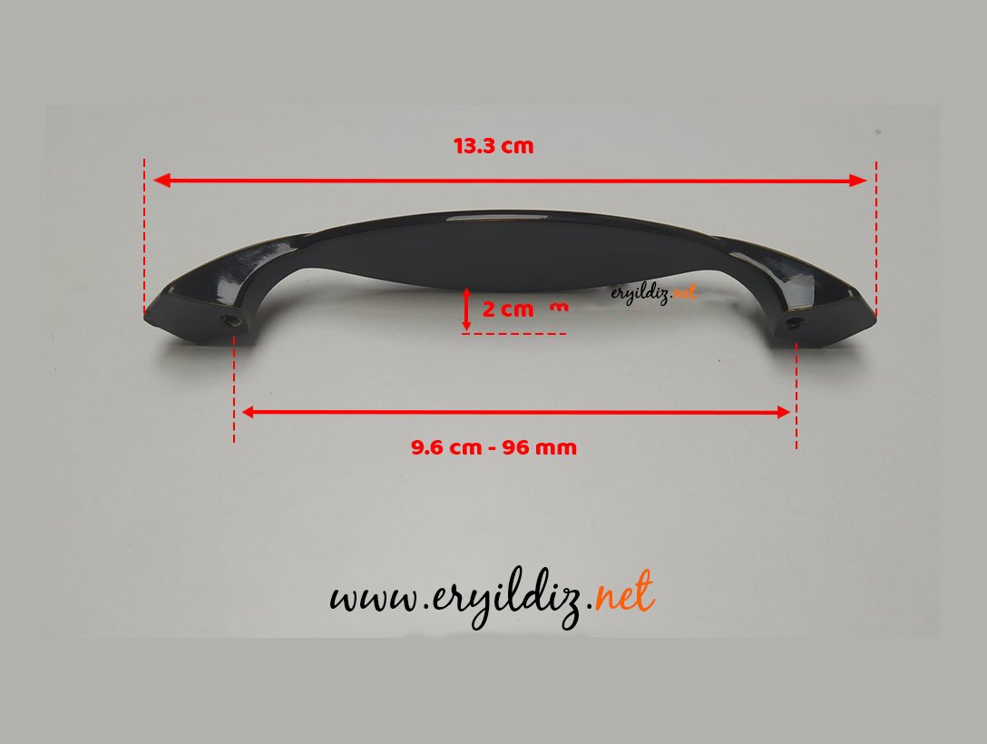 Ventus 2032 Yaldızlı Porselen Mobilya Kulp Parlak Siyah - Sarı - 96 mm Eryıldız Hırdavat