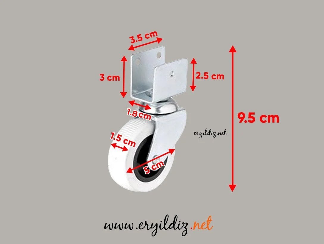 Hts 324 Gri Kısa U Tablalı Mobilya Tekeri 50 X 20