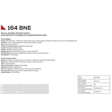 Kale Kilit 164 BNE Bilyalı Şifreli Çelik Pimli Barel 68 mm - Nikel