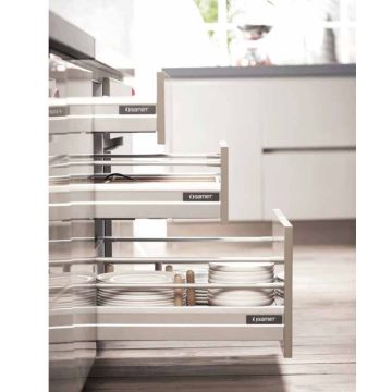 Samet Smart Box Yanaklı Gri Çekmece Rayı Bordürsüz - 35 cm