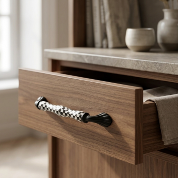 Tomurcuk 1405 Siyah Porselen Mobilya Kulp 160mm