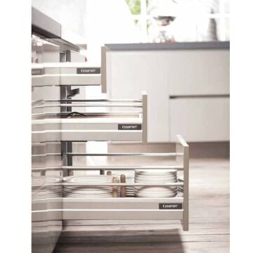 Samet Smart Box Yanaklı Gri Çekmece Rayı Tek Bordür - 40 cm