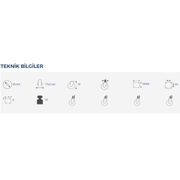 Hts Gri Çift Makaralı Tablalı Mobilya Tekeri 50 x 20 346 - Frenli