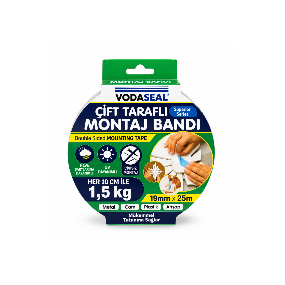Vodaseal Çift Taraflı Köpük Montaj Bandı 19mmx25mt