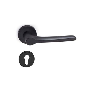 System Metıs Siyah Yuvarlak Rozetli Kapı Kolu Dış Kapısı