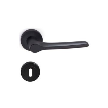 System Metıs Siyah Yuvarlak Rozetli Kapı Kolu Oda Kapısı