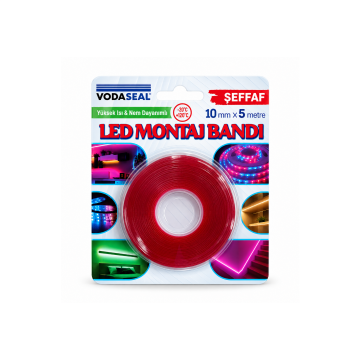 Vodasela Led Montaj Bandı 10mmx5mt Şeffaf