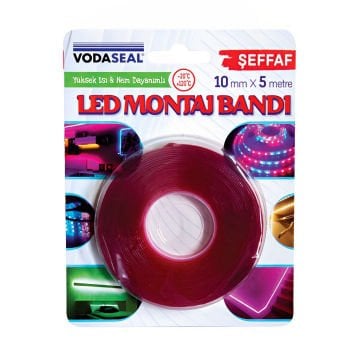 Vodasela Led Montaj Bandı 10mmx5mt Şeffaf